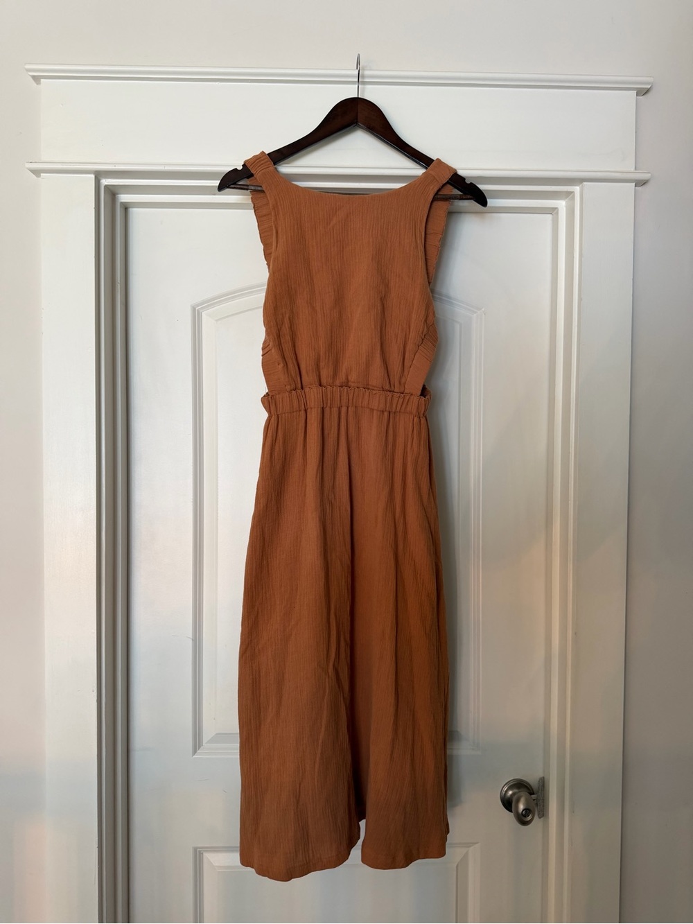 Lush Terracotta Backless Sleeveless Midi Jumpsuit